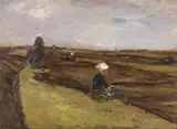 Max Liebermann, "Die Netzflickerinnen", 1887, Oil on cardboard