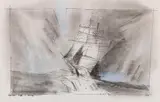 Brigg in Dünung by Lyonel Feininger, 1933, Watercolor and Indian ink drawing, sold Jul 2020