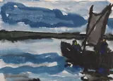 Emil Nolde, Fischerboot auf dem Ruttebüller See, Ca. 1922, Watercolor