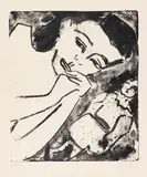Fränzikopf mit Puppe by Ernst Ludwig Kirchner, 1910, Lithograph, sold Jul 2020