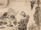 Adolph von Menzel, Frühstücksstunde (Familie im Kaffeehaus)