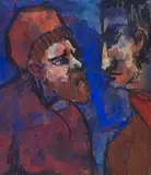 Emil Nolde, Zwei Männer im Profil, 1938/1945, Watercolor and India ink drawing