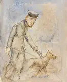 Blinder Krüppel (Cripple) by George Grosz, 1923, Watercolor and charcoal drawing, sold Jul 2020