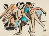 Tanzgruppe by Ernst Ludwig Kirchner, 1926, Watercolor and ink brush drawing, sold Jul 2020