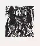 Straßenszene, nach dem Regen by Ernst Ludwig Kirchner, 1914, Woodcut, sold Jul 2020