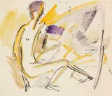 Sitzender und liegender Akt am Strand by Ernst Ludwig Kirchner, Um 1913, Watercolor and reed pen, sold Jul 2020