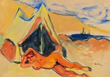 Max Pechstein, Liegender Akt am Strand, 1911, Watercolor