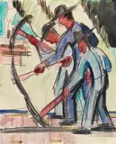 Gleisarbeiter (Straßenarbeiter) by Ernst Ludwig Kirchner, Um 1926, Watercolor, sold Jul 2020