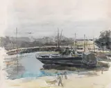 Max Liebermann, Quai in Hamburg / Meereswellen