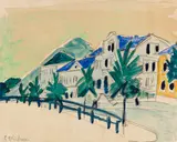 Häuser mit Allee by Ernst Ludwig Kirchner, 1910, Watercolor over pencil, sold Jul 2020