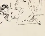 Liegender Mädchenakt (Akt vor Wandbehang) by Ernst Ludwig Kirchner, Um 1910, Pen and India ink drawing, sold Jul 2020