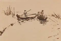 Boote by Emil Nolde, Um 1909, Brush and India ink drawing, sold Jul 2020