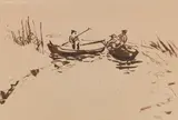 Emil Nolde, Boote, Um 1909, Brush and India ink drawing