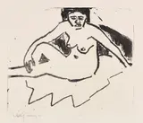 Karl Schmidt-Rottluff, Mädchen auf Decke, 1911, Lithograph
