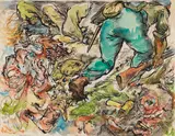 Cain and Abel by George Grosz, 1938, Watercolor , charcoal and pen and India ink dra..., sold Jul 2020