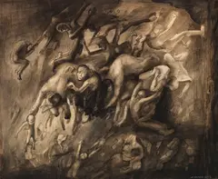 Lea Grundig, In den Abgrund, 1943, Pen and India ink drawing