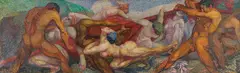 Moritz Melzer, Kampf um die Fahne, Um 1908, Oil on canvas, on two hinged stretchers