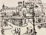 Hauptbahnhof in Dresden by Ernst Ludwig Kirchner, Um 1910/11, Pen and ink drawing, sold Jul 2020