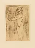 Edvard Munch, Modell, seine Hände wärmend, 1896, Etching with roulette