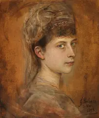 Charlotte von Meiningen, Prinzessin von Preussen by Franz von Lenbach, 1895, Oil over pencil on board, sold Jul 2020