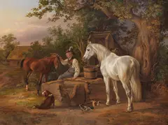 Albrecht Adam, An der Tränke, 1835, Oil on canvas