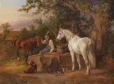 Albrecht Adam, An der Tränke, 1835, Oil on canvas