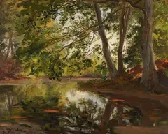 Philipp Röth, Weiher bei Bernried, 1878, Oil on paper, laminated on board