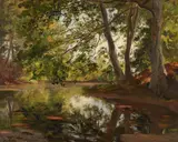 Philipp Röth, Weiher bei Bernried, 1878, Oil on paper, laminated on board