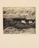 Ernst Ludwig Kirchner, Acker und Häuser im Erzgebirge, 1906, Etching and aquatint with drypoint