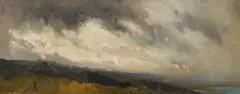 Karl Raupp, Gewitterstimmung am Chiemsee, 1875, Oil on canvas, laminated on board