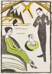 Gabriele Münter, Plakat für die Gabriele Münter-Ausstellung Kopenhagen, 1918, Lithograph in colors