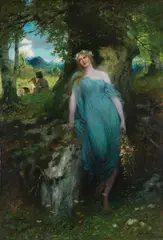 Ferdinand Leeke, Waldnymphe und Hirte, 1905, Oil on canvas
