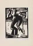 Fischer beim Aalstechen by Karl Schmidt-Rottluff, 1919, Woodcut, sold Jul 2020