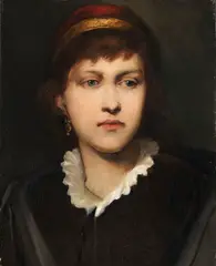 Gabriel von Max, Bildnis eines Mädchens mit Haube und Ohrschmuck, Zwischen 1875, Oil on canvas