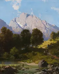 Karl Millner, Sommerliche Gebirgslandschaft, 1876, Oil on canvas