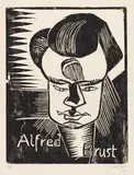 Bildnis Alfred Brust by Karl Schmidt-Rottluff, 1918, Woodcut, sold Jul 2020