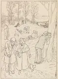 Thomas Theodor Heine, Epilog, 1933, Pen and India ink drawing over pencil, white-he...