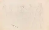 Carl Spitzweg, Figurenstudien: Eremit, Junge Frau am Fenster, Allegorie, Um 1840, Pencil drawing