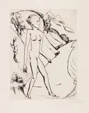 Erich Heckel, Stehendes Mädchen am Strand, 1919, Drypoint