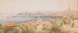 Joseph Fricero, Blick über Istanbul, 1849, Watercolor