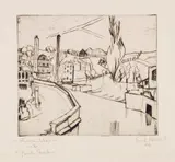 Erich Heckel, Französische Flußlandschaft, 1916, Drypoint