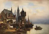 Wilhelm Alexander Meyerheim, Postkutsche im Pommerschen Hafen, 1868, Oil on canvas