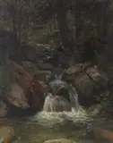 Gustav Friedrich Papperitz, Waldinneres mit Wasserfall, 1850, Oil on canvas