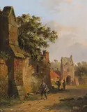 Adrianus Eversen, Figuren an einer Stadtmauer [Figuren bijeen stadtmuur]