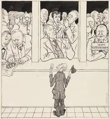 Thomas Theodor Heine, Der Staat als Kaufmann, 1927, Pen and India ink drawing over pencil, white-he...