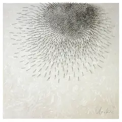 Günther Uecker, Ohne Titel, 1990, Nails, white paint, on canvas, on panel