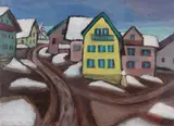 Gabriele Münter, Tauwetter im Dorf (Murnau), 1948, Oil on board
