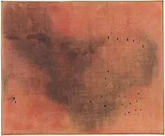 Lucio Fontana, Concetto spaziale, 1957, Punctures, India ink and aniline on burlap