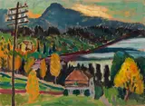 Gabriele Münter, Murnauer Landschaft, 1923, Oil on cardboard over pencil