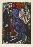 Der Verkauf des Schattens by Ernst Ludwig Kirchner, 1915, Woodcut in colors, sold Jul 2020